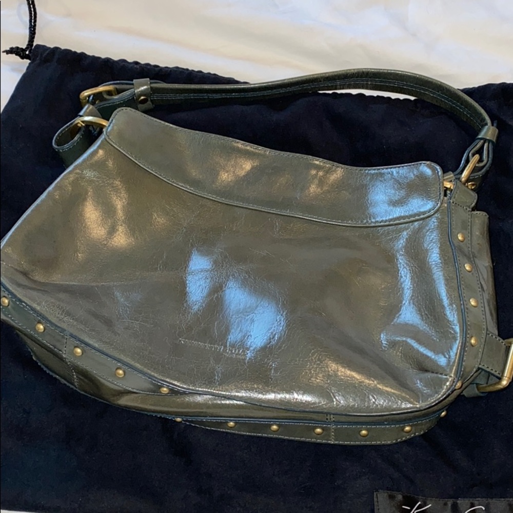 Kenneth Cole grey-green leather bag